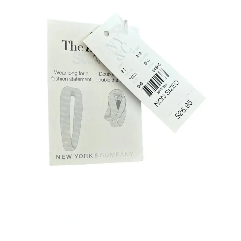 New New York & Co Cable Knit Gray/Ivory Infinity Scarf